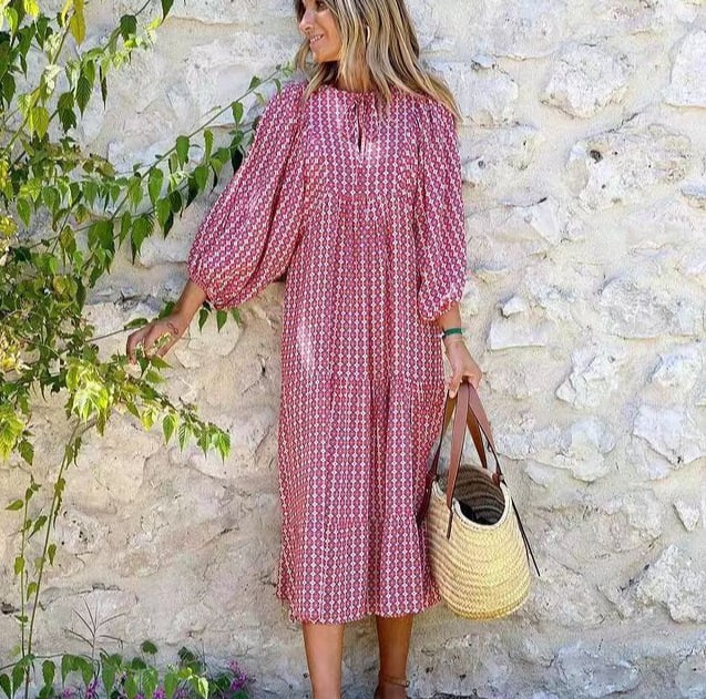 🌸🌸Big price reduction🌸Women's Elegant Puff Sleeve Floral Boho Maxi Dress